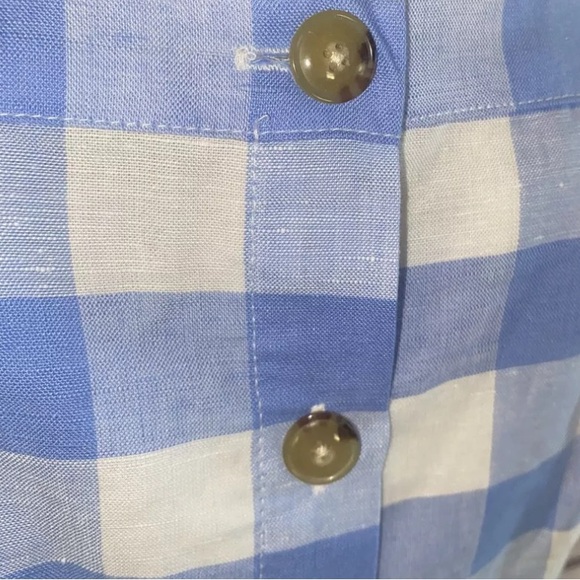 J.Crew NWOT Sun Dress 20 Blue White linen cotton button up Gingham check lined - Picture 4 of 9